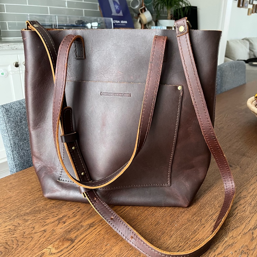 Portland Leather Goods Crossbody Tote - Cognac